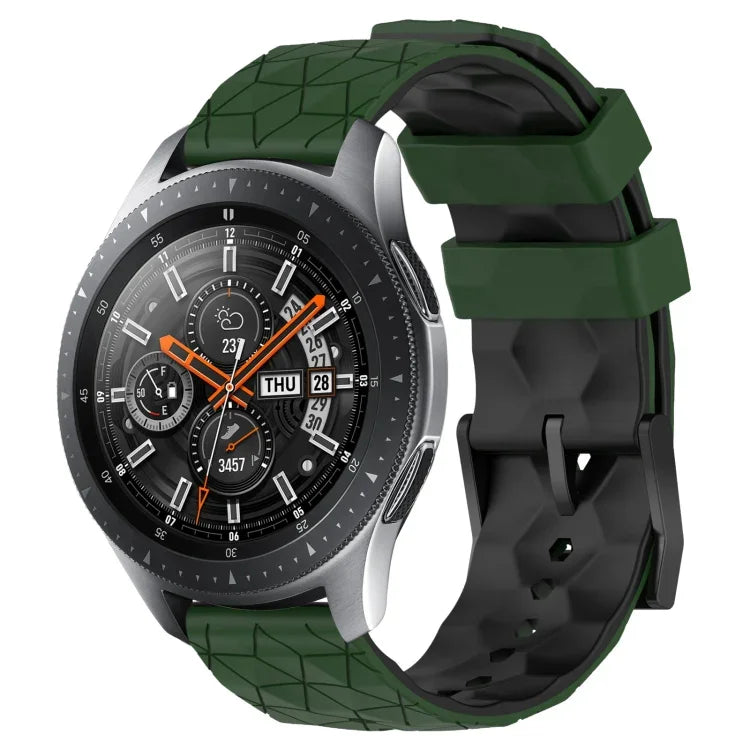 22mm Football Pattern Two-Color Silicone Watch Band, For Samsung Galaxy Watch3 45mm, For Samsung Galaxy Watch 46mm, For Samsung Gear S3 Classic, For Samsung Gear S3 Frontier