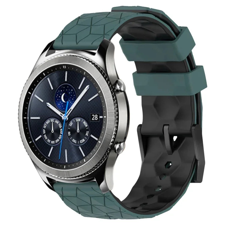 22mm Football Pattern Two-Color Silicone Watch Band, For Samsung Galaxy Watch3 45mm, For Samsung Galaxy Watch 46mm, For Samsung Gear S3 Classic, For Samsung Gear S3 Frontier