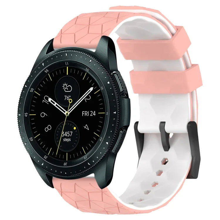 20mm Football Pattern Two-Color Silicone Watch Band, For Samsung Galaxy Watch Active 2 44mm, For Samsung Galaxy Watch 42mm