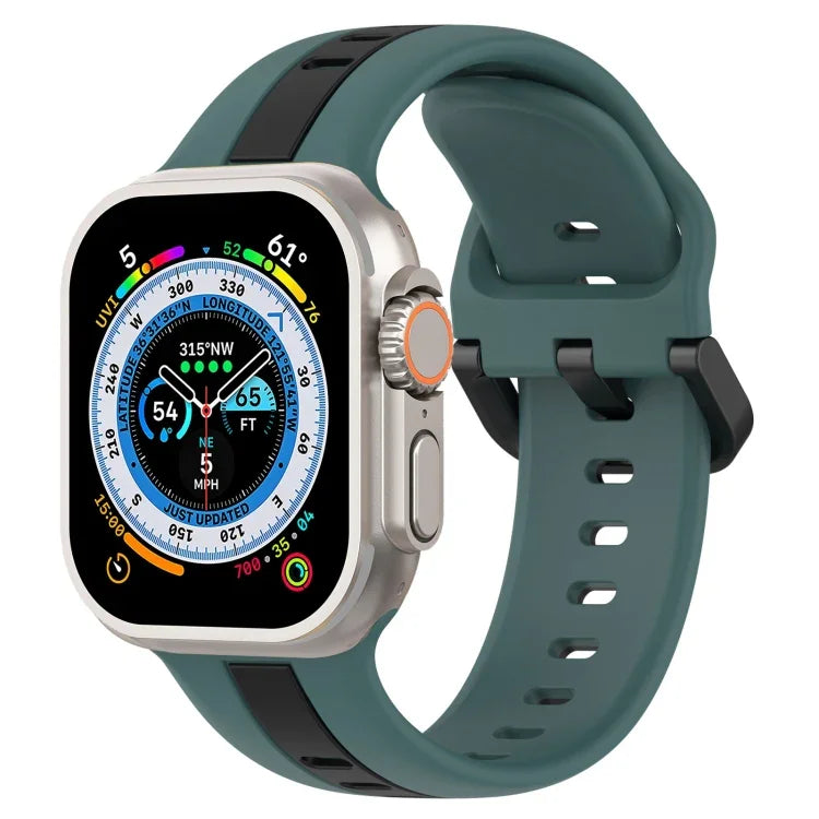Two-Color Loop Buckle Silicone Watch Band, For Apple Watch Ultra 49mm, For Apple Watch Series 8&7 45mm, For Apple Watch Series 8&7 41mm