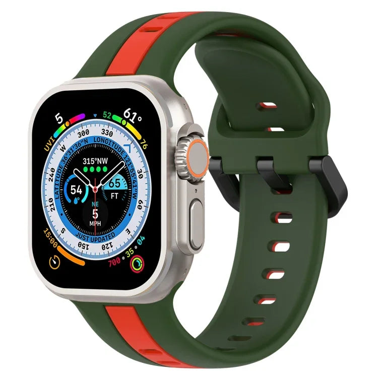 Two-Color Loop Buckle Silicone Watch Band, For Apple Watch Ultra 49mm, For Apple Watch Series 8&7 45mm, For Apple Watch Series 8&7 41mm