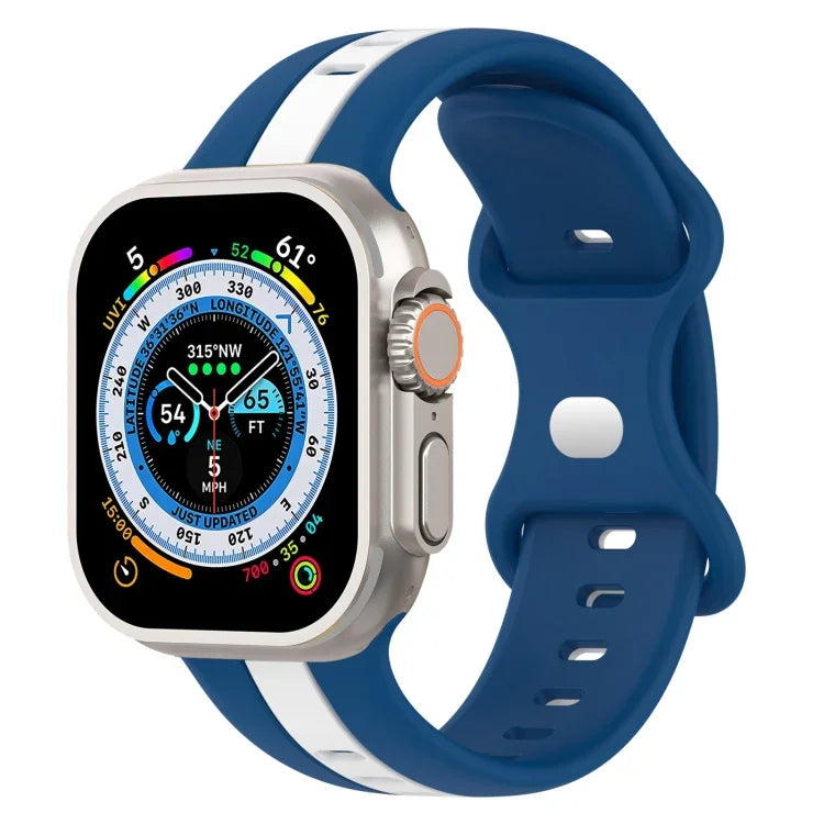 Butterfly Buckle Two-Color Silicone Watch Band, For Apple Watch Ultra 49mm, For Apple Watch Series 8&7 45mm, For Apple Watch Series 8&7 41mm