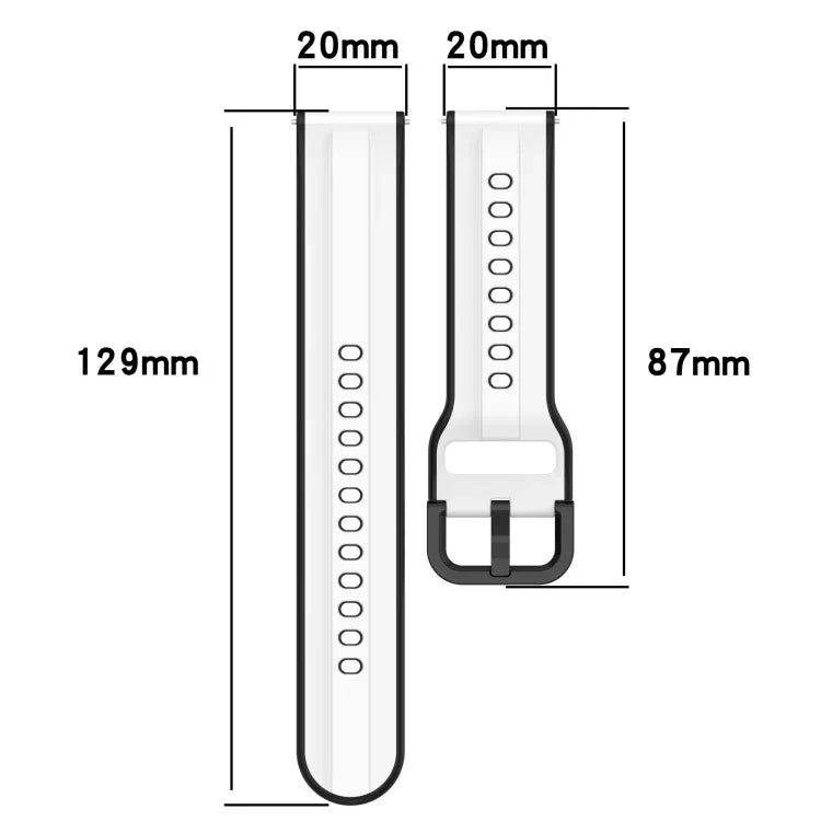20mm Convex Loop Two-Color Silicone Watch Band, For Samsung Galaxy Watch 6 40mm, For Samsung Galaxy Watch 6 Classic 43mm