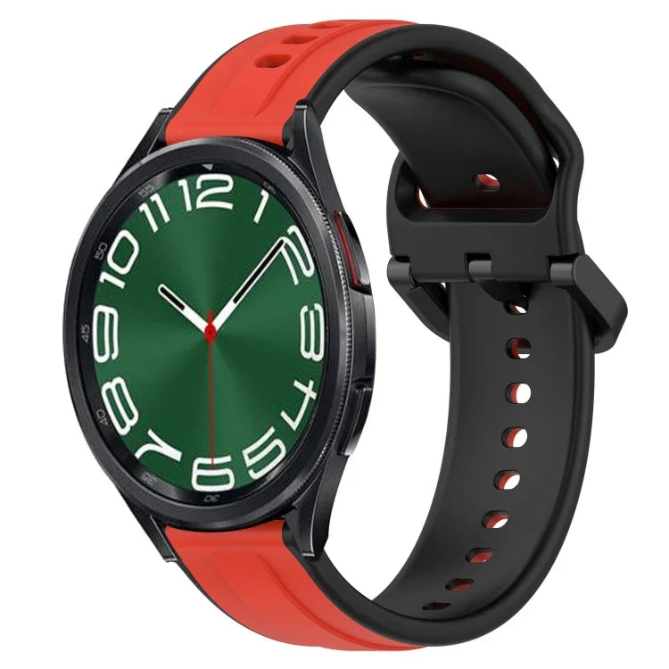 20mm Convex Loop Two-Color Silicone Watch Band, For Samsung Galaxy Watch 6 40mm, For Samsung Galaxy Watch 6 Classic 43mm