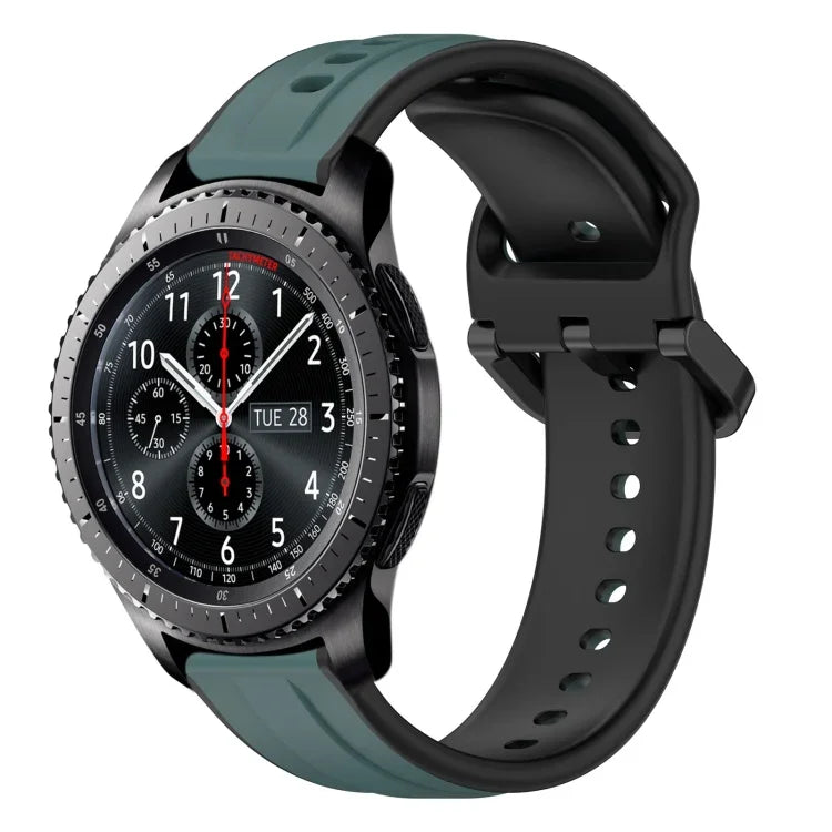 22mm Convex Loop Two-Color Silicone Watch Band, For Samsung Galaxy Watch3 45mm, For Samsung Galaxy Watch 46mm, For Samsung Gear S3 Classic, For Samsung Gear S3 Frontier