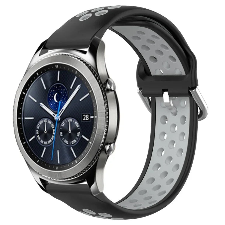 22mm Perforated Breathable Sports Silicone Watch Band, For Samsung Galaxy Watch3 45mm, For Samsung Gear S3 Classic, For Samsung Gear S3 Frontier