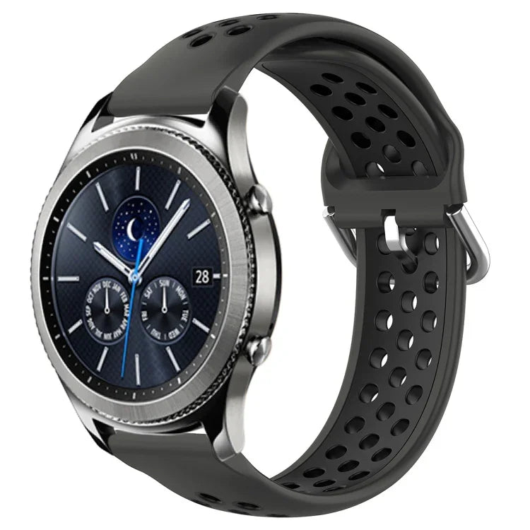 22mm Perforated Breathable Sports Silicone Watch Band, For Samsung Galaxy Watch3 45mm, For Samsung Gear S3 Classic, For Samsung Gear S3 Frontier
