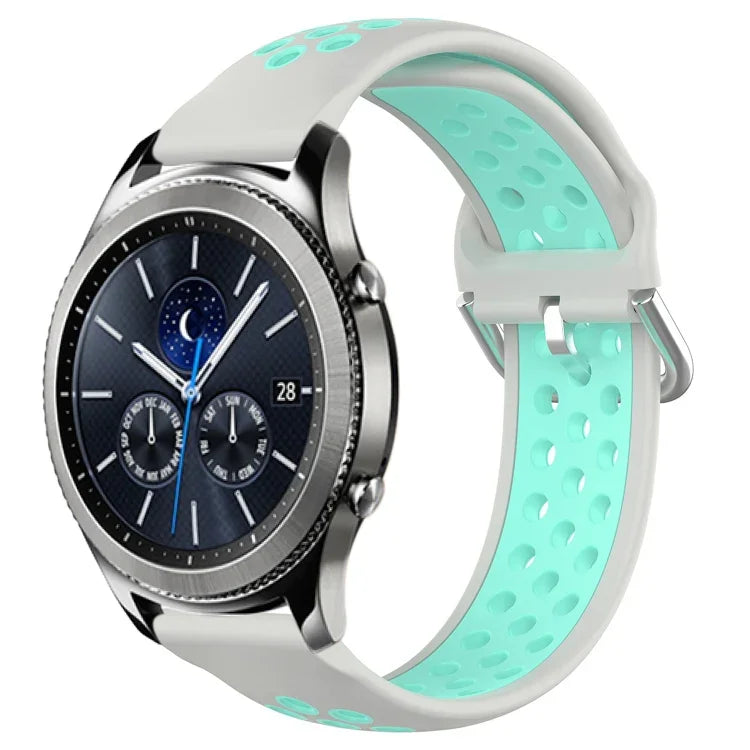 22mm Perforated Breathable Sports Silicone Watch Band, For Samsung Galaxy Watch3 45mm, For Samsung Gear S3 Classic, For Samsung Gear S3 Frontier