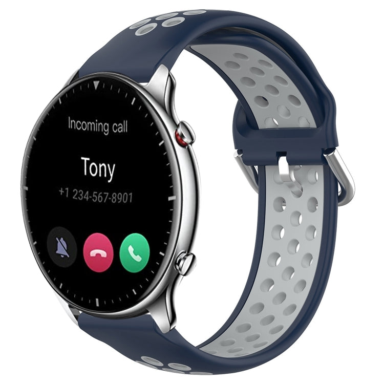 22mm Perforated Breathable Sports Silicone Watch Band, For Amazfit GTR 3 Pro, For Amazfit GTR 2e, For Amazfit GTR 2