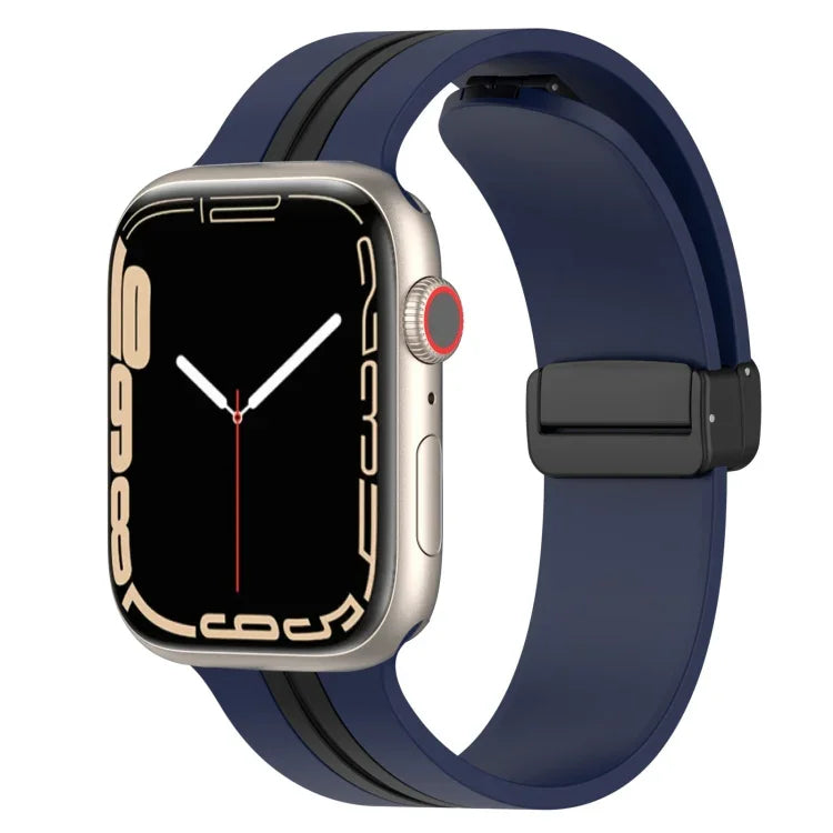 Magnetic Clasp Two-Color Silicone Watch Band, For Apple Watch Ultra 49mm, For Apple Watch Series 8&7 45mm, For Apple Watch Series 8&7 41mm