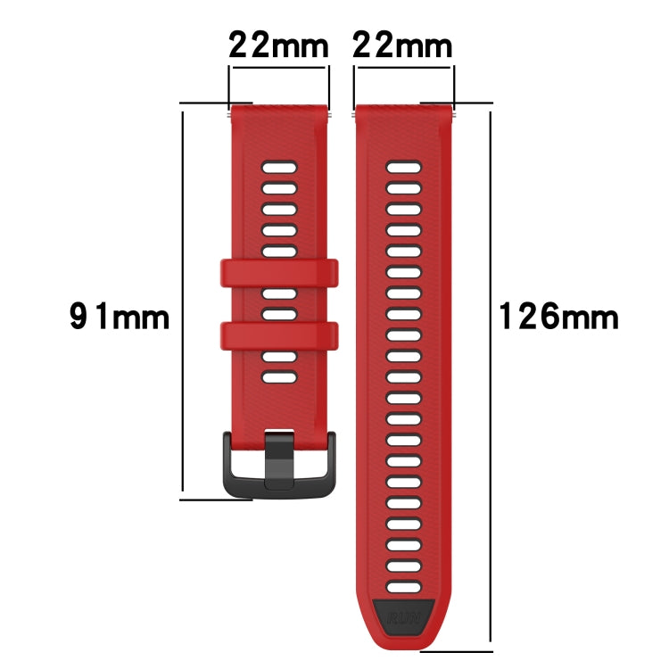 22mm Sports Two-Color Silicone Watch Band, For Garmin Vivoactive 4