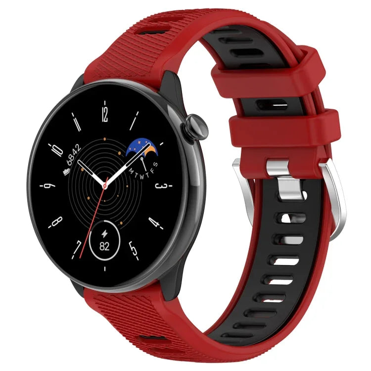 20mm Sports Two-Color Steel Buckle Silicone Watch Band, For Samsung Galaxy Watch 6 40mm, For Samsung Galaxy Watch 6 Classic 43mm