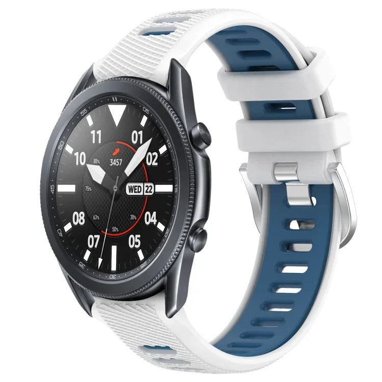22mm Sports Two-Color Steel Buckle Silicone Watch Band, For Samsung Galaxy Watch3 45mm, For Samsung Galaxy Watch 46mm, For Samsung Gear S3 Classic, For Samsung Gear S3 Frontier