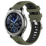 22mm Sports Two-Color Steel Buckle Silicone Watch Band, For Samsung Galaxy Watch3 45mm, For Samsung Galaxy Watch 46mm, For Samsung Gear S3 Classic, For Samsung Gear S3 Frontier