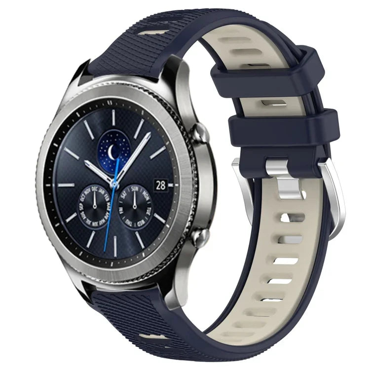 22mm Sports Two-Color Steel Buckle Silicone Watch Band, For Samsung Galaxy Watch3 45mm, For Samsung Galaxy Watch 46mm, For Samsung Gear S3 Classic, For Samsung Gear S3 Frontier