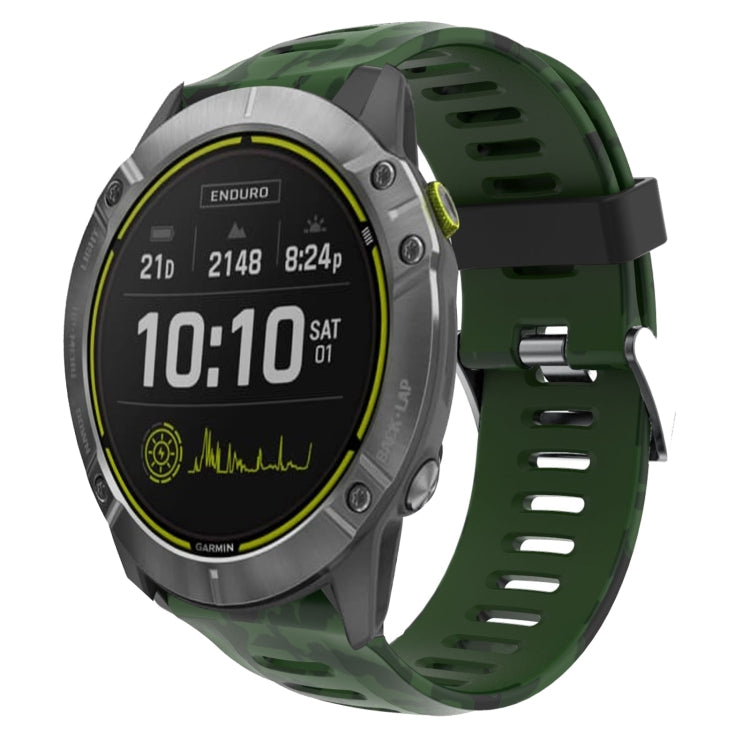 26mm Camouflage Printed Silicone Watch Band, For Garmin Enduro, For Garmin Fenix 6X, For Garmin Fenix 6X Pro, For Garmin Fenix 6X Sapphire, For Garmin Fenix 5X Sapphire, For Garmin Fenix 5X Plus, For Garmin Fenix 3, For Garmin Fenix 3 HR