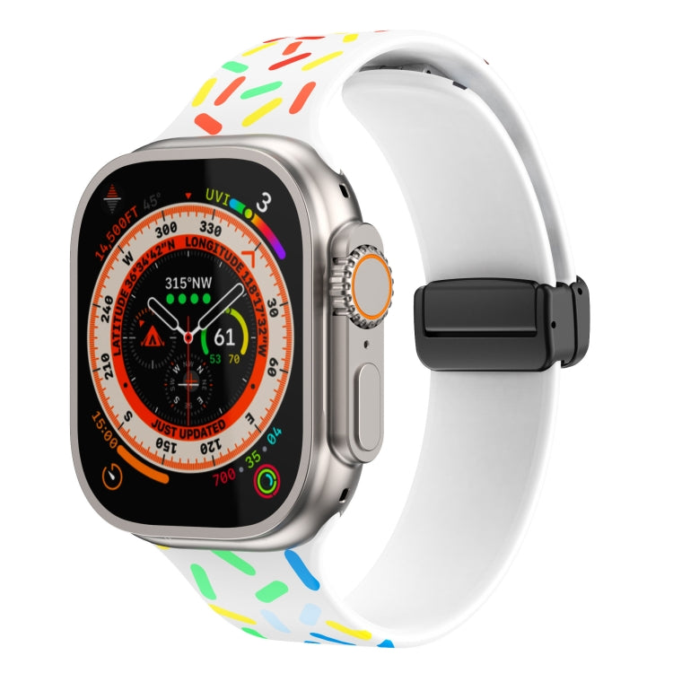 Rainbow Dots Silicone Magnetic Black Buckle Watch Band, For Apple Watch 3 42mm, For Apple Watch 2 42mm, For Apple Watch 2 38mm, For Apple Watch 42mm