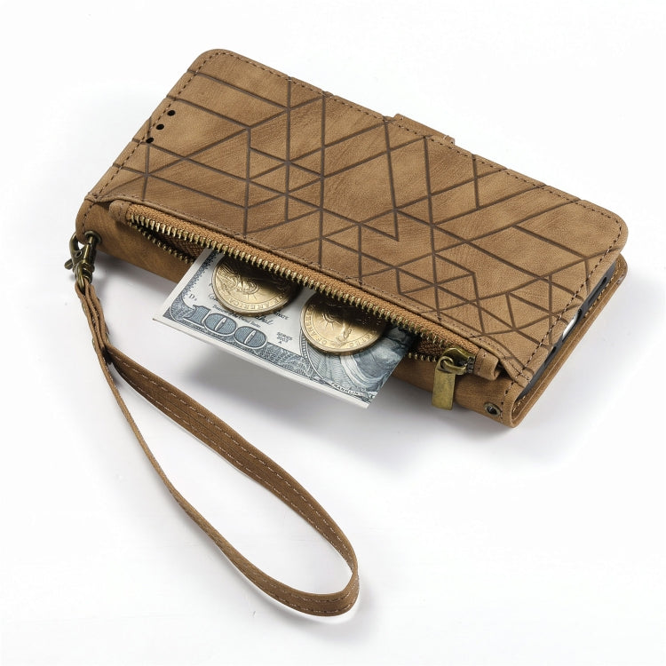 Geometric Zipper Wallet Side Buckle Leather Phone Case, For iPhone 14 Pro Max, For iPhone 7 / 8 / SE 2022, For iPhone 13 Pro Max, For iPhone 13 Pro, For iPhone 13, For iPhone 12 / 12 Pro, For iPhone 12 Pro Max, For iPhone 11 Pro Max