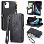 Geometric Zipper Wallet Side Buckle Leather Phone Case, For iPhone 14 Pro Max, For iPhone 7 / 8 / SE 2022, For iPhone 13 Pro Max, For iPhone 13 Pro, For iPhone 13, For iPhone 12 / 12 Pro, For iPhone 12 Pro Max, For iPhone 11 Pro Max