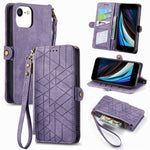 Geometric Zipper Wallet Side Buckle Leather Phone Case, For iPhone 14 Pro Max, For iPhone 7 / 8 / SE 2022, For iPhone 13 Pro Max, For iPhone 13 Pro, For iPhone 13, For iPhone 12 / 12 Pro, For iPhone 12 Pro Max, For iPhone 11 Pro Max