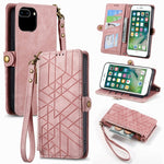 Geometric Zipper Wallet Side Buckle Leather Phone Case, For iPhone 11, For iPhone 11 Pro, For iPhone XR, For iPhone XS Max, For iPhone 7 Plus / 8 Plus, For iPhone 6 Plus / 6s Plus, For iPhone 6 / 6s