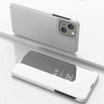 Plated Mirror Horizontal Flip Leather Phone Case with Holder, For iPhone 16 Pro, For iPhone 16 Plus, For iPhone 16, For iPhone 15 Pro Max, For iPhone 15 Pro, For iPhone 15 Plus