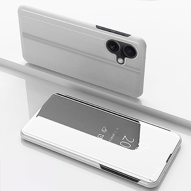 Plated Mirror Horizontal Flip Leather Phone Case with Holder, For iPhone 16 Pro, For iPhone 16 Plus, For iPhone 16, For iPhone 15 Pro Max, For iPhone 15 Pro, For iPhone 15 Plus