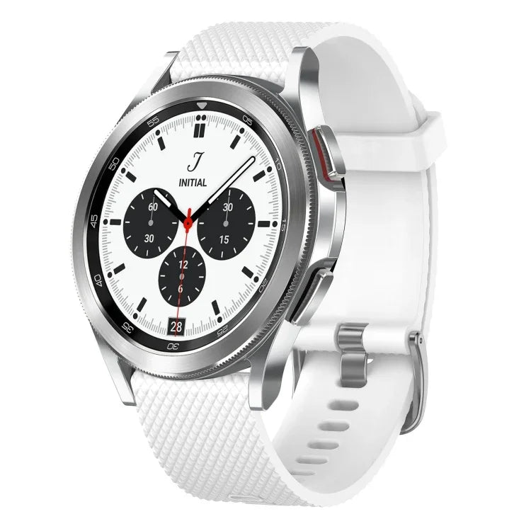 20mm silicone watch band for Samsung Galaxy Watch, white textured design, compatible with Galaxy Watch 4 Classic and Active 2.