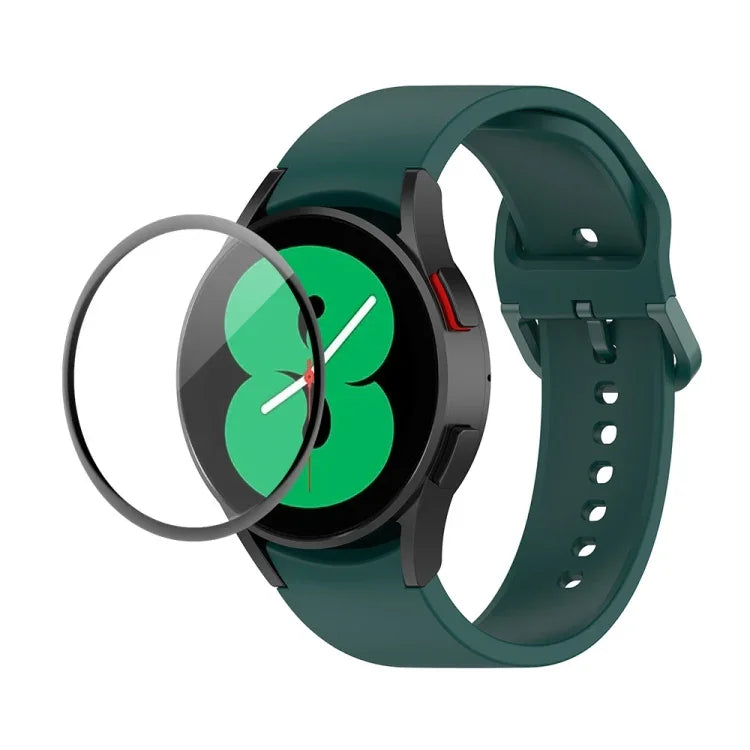 JUNSUNMAY Silicone Adjustable Strap + Full Coverage PMMA Screen Protector Kit, For Samsung Galaxy Watch5 40mm, For Samsung Galaxy Watch4 44mm, For Samsung Galaxy Watch4 40mm