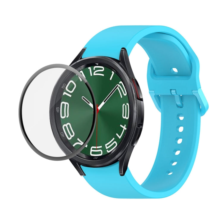 JUNSUNMAY Silicone Adjustable Strap + Full Coverage PMMA Screen Protector Kit, For Samsung Galaxy Watch6 Classic 43mm, For Samsung Galaxy Watch5 44mm, For Samsung Galaxy Watch5 Pro 45mm