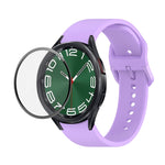 JUNSUNMAY Silicone Adjustable Strap + Full Coverage PMMA Screen Protector Kit, For Samsung Galaxy Watch6 Classic 43mm, For Samsung Galaxy Watch5 44mm, For Samsung Galaxy Watch5 Pro 45mm