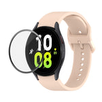 JUNSUNMAY Silicone Adjustable Strap + Full Coverage PMMA Screen Protector Kit, For Samsung Galaxy Watch6 Classic 43mm, For Samsung Galaxy Watch5 44mm, For Samsung Galaxy Watch5 Pro 45mm
