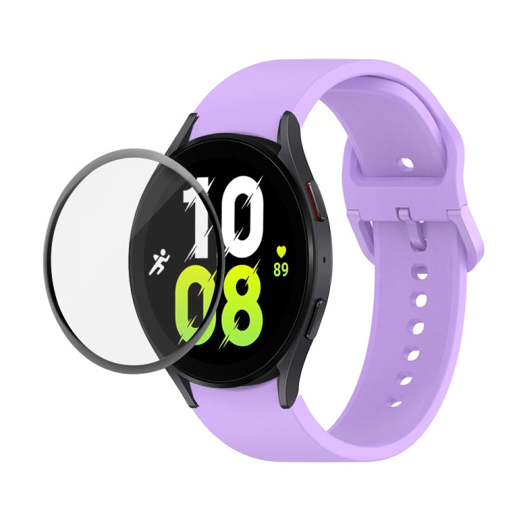 JUNSUNMAY Silicone Adjustable Strap + Full Coverage PMMA Screen Protector Kit, For Samsung Galaxy Watch6 Classic 43mm, For Samsung Galaxy Watch5 44mm, For Samsung Galaxy Watch5 Pro 45mm