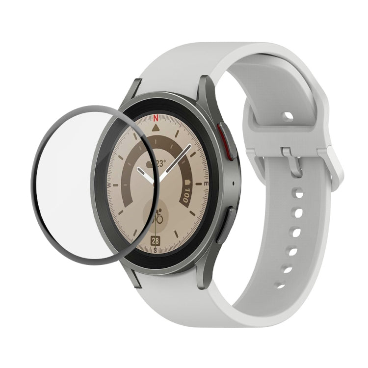 JUNSUNMAY Silicone Adjustable Strap + Full Coverage PMMA Screen Protector Kit, For Samsung Galaxy Watch6 Classic 43mm, For Samsung Galaxy Watch5 44mm, For Samsung Galaxy Watch5 Pro 45mm
