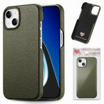 Litchi Oil Edge Leather Back Phone Case, For iPhone 15