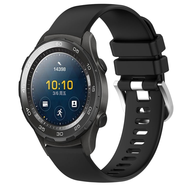 Liquid Glossy Silver Buckle Silicone Watch Band, For Huawei Watch GT2 42mm 20mm, For Huawei Watch 2 20mm