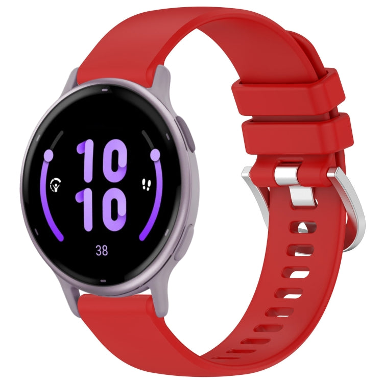 Liquid Glossy Silver Buckle Silicone Watch Band, For Garmin Active5, For Garmin VivoMove Trend, For Garmin Venu SQ2, For Garmin Venu / Venu SQ