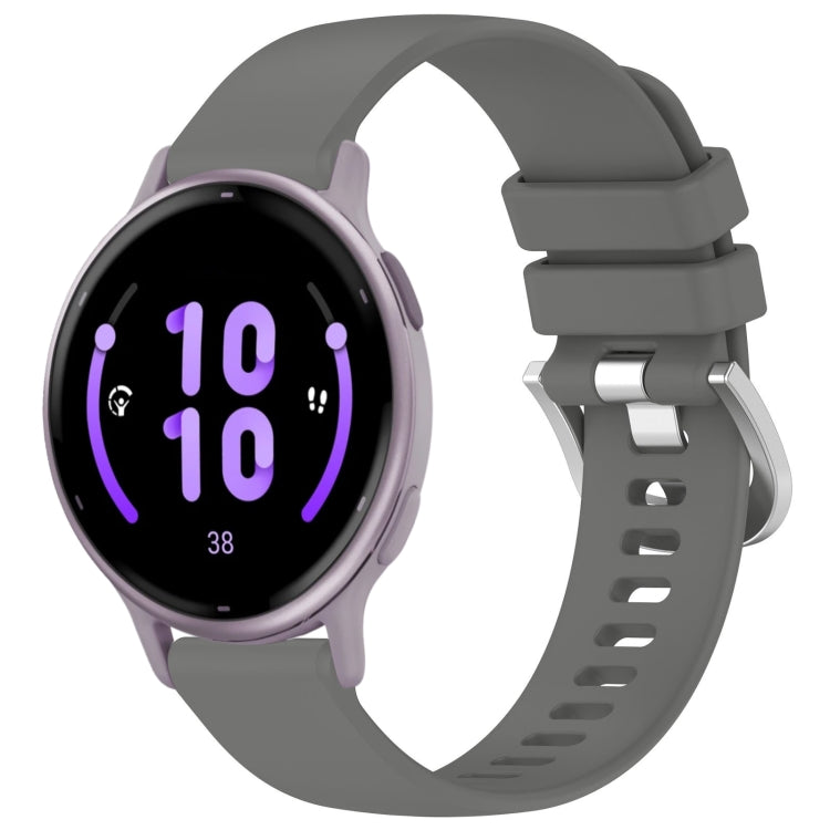 Liquid Glossy Silver Buckle Silicone Watch Band, For Garmin Active5, For Garmin VivoMove Trend, For Garmin Venu SQ2, For Garmin Venu / Venu SQ