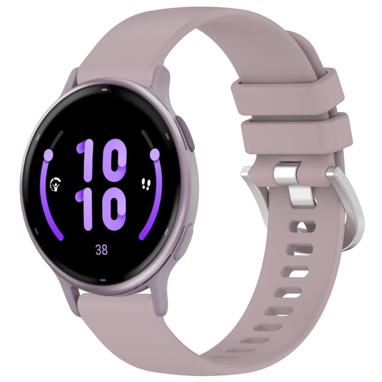 Liquid Glossy Silver Buckle Silicone Watch Band, For Garmin Active5, For Garmin VivoMove Trend, For Garmin Venu SQ2, For Garmin Venu / Venu SQ