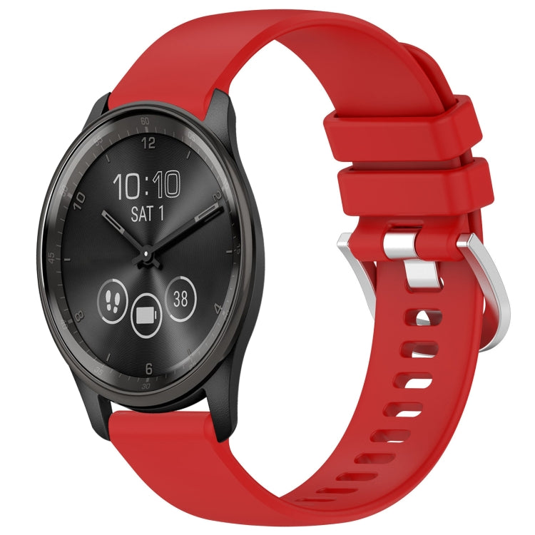 Liquid Glossy Silver Buckle Silicone Watch Band, For Garmin Active5, For Garmin VivoMove Trend, For Garmin Venu SQ2, For Garmin Venu / Venu SQ
