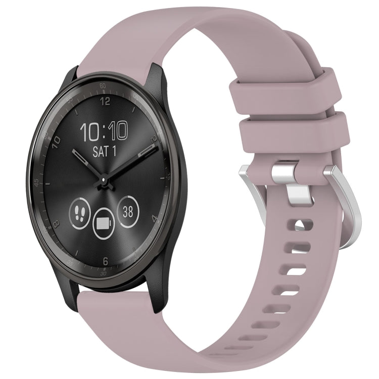 Liquid Glossy Silver Buckle Silicone Watch Band, For Garmin Active5, For Garmin VivoMove Trend, For Garmin Venu SQ2, For Garmin Venu / Venu SQ