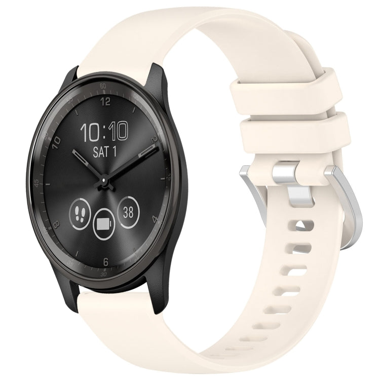 Liquid Glossy Silver Buckle Silicone Watch Band, For Garmin Active5, For Garmin VivoMove Trend, For Garmin Venu SQ2, For Garmin Venu / Venu SQ