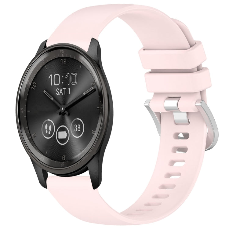 Liquid Glossy Silver Buckle Silicone Watch Band, For Garmin Active5, For Garmin VivoMove Trend, For Garmin Venu SQ2, For Garmin Venu / Venu SQ