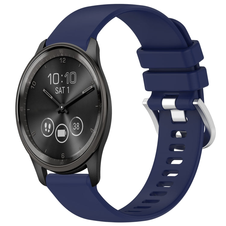 Liquid Glossy Silver Buckle Silicone Watch Band, For Garmin Active5, For Garmin VivoMove Trend, For Garmin Venu SQ2, For Garmin Venu / Venu SQ