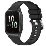 Liquid Glossy Silver Buckle Silicone Watch Band, For Garmin Active5, For Garmin VivoMove Trend, For Garmin Venu SQ2, For Garmin Venu / Venu SQ