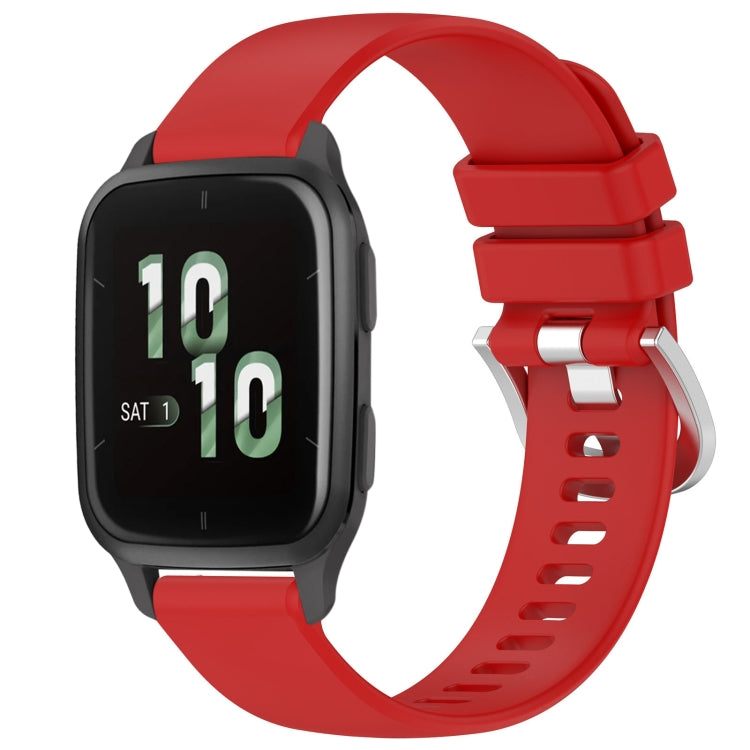 Liquid Glossy Silver Buckle Silicone Watch Band, For Garmin Active5, For Garmin VivoMove Trend, For Garmin Venu SQ2, For Garmin Venu / Venu SQ