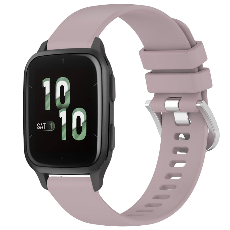 Liquid Glossy Silver Buckle Silicone Watch Band, For Garmin Active5, For Garmin VivoMove Trend, For Garmin Venu SQ2, For Garmin Venu / Venu SQ