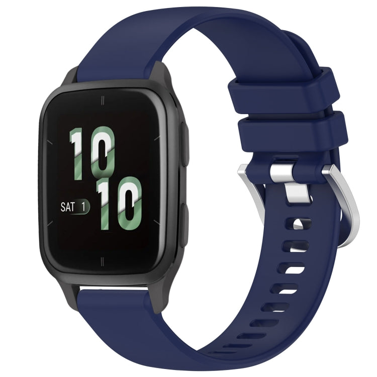 Liquid Glossy Silver Buckle Silicone Watch Band, For Garmin Active5, For Garmin VivoMove Trend, For Garmin Venu SQ2, For Garmin Venu / Venu SQ
