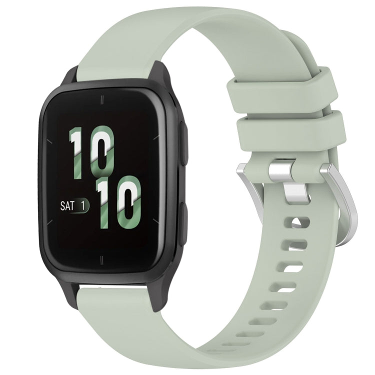 Liquid Glossy Silver Buckle Silicone Watch Band, For Garmin Active5, For Garmin VivoMove Trend, For Garmin Venu SQ2, For Garmin Venu / Venu SQ