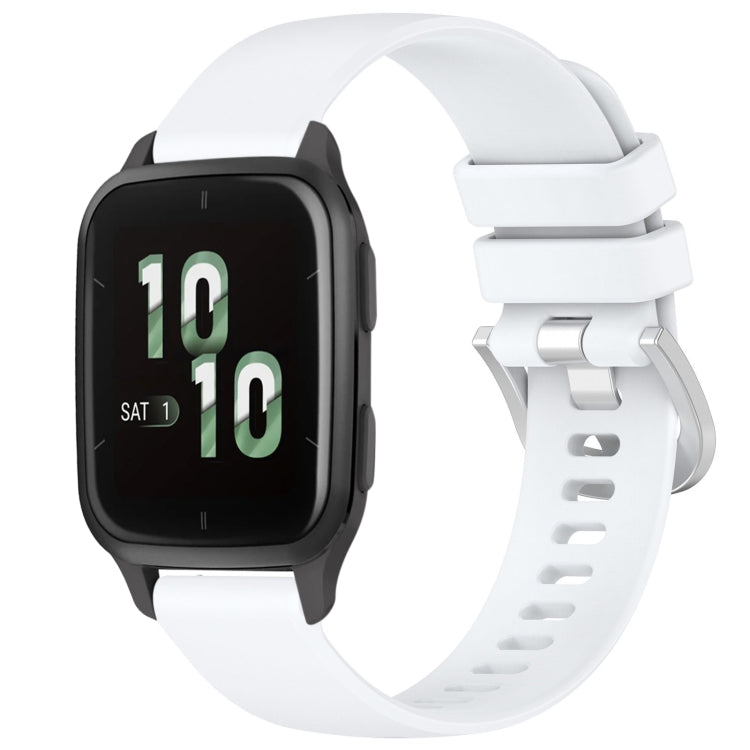 Liquid Glossy Silver Buckle Silicone Watch Band, For Garmin Active5, For Garmin VivoMove Trend, For Garmin Venu SQ2, For Garmin Venu / Venu SQ